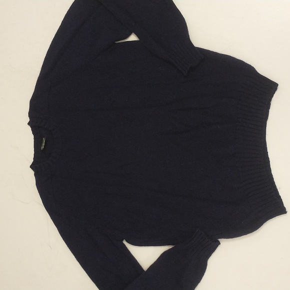 Vintage Scottish Shetland Wool Pullover Sweater Navy Blue Knit Crewneck